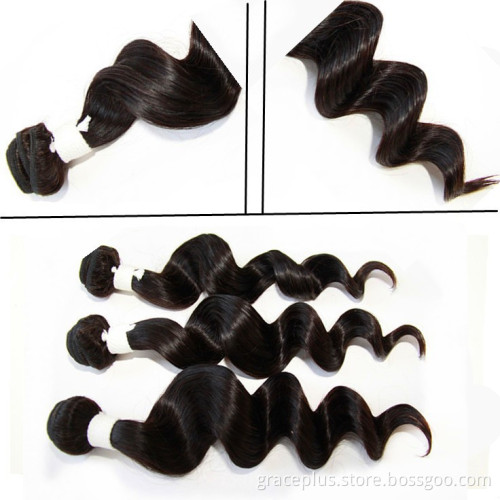 100% virgin hair extension,10"-30'', natural black loose wave, Unprocessed virgin peruvian loose deep wave hair